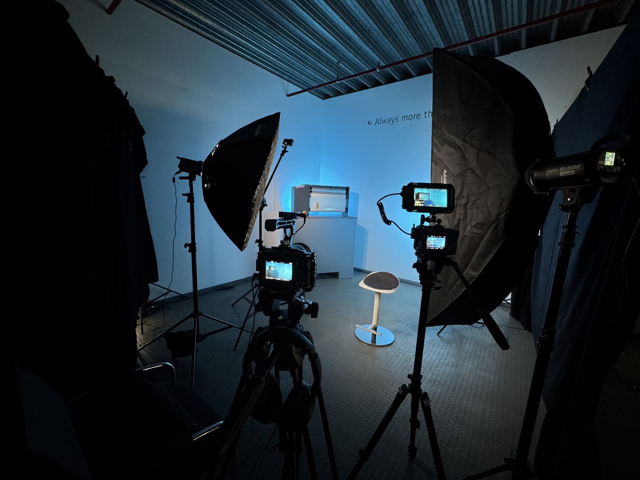 Studio-Setup mit Octabox und Lichtpanel